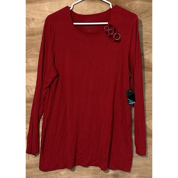 NWT Torrid Super Soft Knit Red  Long Sleeve Top Size 1 (Plus 1X) Stretch Rayon - Picture 1 of 9